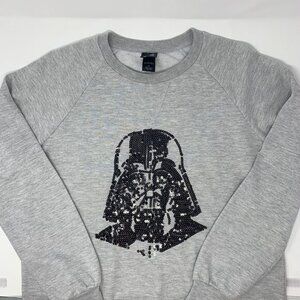 Disney Star Wars Black Sequin Darth Vader Grey Women's‎ Sweatshirt Size Medium